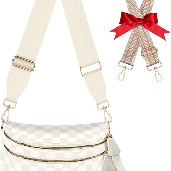 Handbags - Checkered Nylon Crossbody Bag Large Capacity Adjustable Strap Stylish